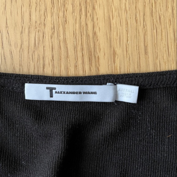T by Alexander Wang Cropped Black Ribbed Tee - Picture 3 of 4